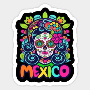 Sugar Skull Mexico Halloween Catrina Skull Sticker